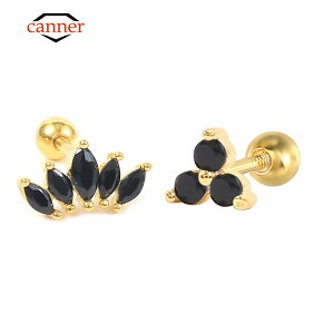 【送料無料】 ピアス 黒 ブラック シルバー ジルコニア ストーン スタッドピアス レディース 女性 小さな ジルコン スタッド 925 スター 星リング 軟骨 ファイン ジュエリー アクセサリー