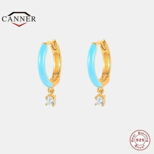 【送料無料】 ピアス ゴールド シルバー ラウンド フープ レディース 女性 925 スター 星リング プレート ファッション エナメル ハギー ジュエリー ペンディエント