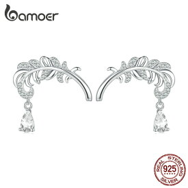 【送料無料】 ピアス シルバー 羽根 フェザー ジルコニア スタッドピアス レディース 女性 925 スター 星リング スタッド 水滴 ジルコン ドロップ ギフト ファッション ファイン ジュエリー