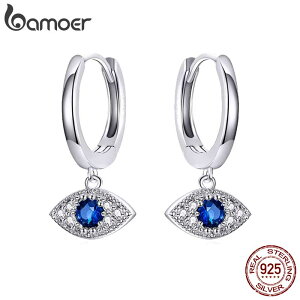 【送料無料】 ピアス 青 ブルー シルバー ジルコニア 眼 レディース 女性 925 スター 星リング 悪 エビル 目 アイズ ドロップ シャイニー ジルコン 悪魔 デーモン 耳 イヤー バックル 誕生日 ギ