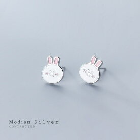 【クーポン利用で6610円】 ピアス ウサギ アナウサギ シルバー 動物 アニマル スタッドピアス レディース 女性 ファッション スタッド ピュア 925 スター 星リング エナメル 素晴らしい うさぎ ラビット フェイス 耳 イヤー ピン ファイン ジュエリー キッズ ギフト