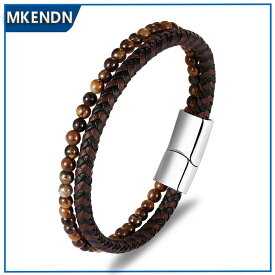 【送料無料】 ブレスレット 本革 磁気 レザー ステンレス ストーン 眼 タイガー トラ レディース メンズ ファッション ナチュラル 純正 スチール 留め金 クラスプ 虎 目 アイズ ビーズ ジュエリー