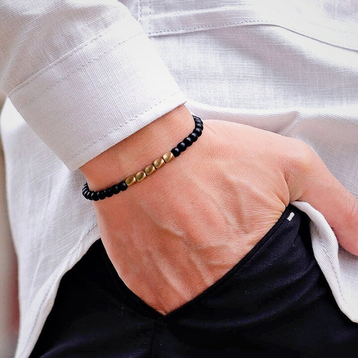 楽天市場】【クーポン利用で3080円】 ブレスレット 黒 ブラック  