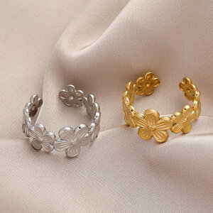 【送料無料】 指輪 リング ステンレス レディース 女性 316L スチール フランス エレガント 梅 花 フラワー ブロッサム 形 オープン チャーム ハンドメイド 結婚式 ウェディング 調整可能
