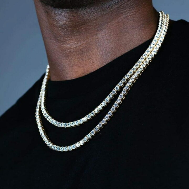 TOPGRILLZ 1列 14K ヒップホップクラスター 模造ダイヤモンド アイスアウト CZ テニスチェーンリンクネックレス メン King von o block chain - Etsy 日本