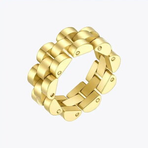 【送料無料】 指輪 リング ステンレス ゴールド レディース ヒップホップ 時計バンド カラー スチール ギフト ファッション ジュエリー