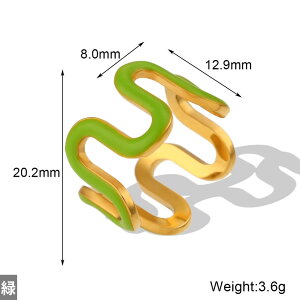 【送料無料】 指輪 リング 白 ホワイト 黒 ブラック 緑 グリーン 紫 パープル ステンレス 夏 サマー Y2K ジュエリー