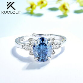 【クーポン利用で233730円】 指輪 リング 白 ホワイト 青 ブルー ゴールド オバール レディース 女性 2CT モイサナイト ソリッド 14K 10K オリジナル カラー 婚約 クリスマス