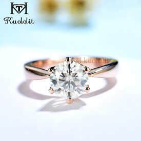 【送料無料】 指輪 リング ゴールド ラウンド レディース 女性 2.0CT モイサナイト 18K 14K 10K 585 ローズ D/VVS ソリティア 贅沢 高級 婚約 新しい トレンド