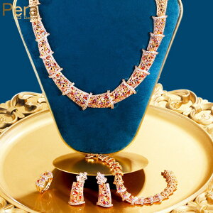 【送料無料】 チョーカー ピアス 指輪 リング ブレスレット ネックレス マルチカラー ジルコニア ピック レディース 豪華 キュービック ジルコン 4個 年間 夕食 ジュエリー セット