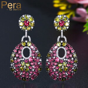 【送料無料】 ピアス 指輪 リング 黒 ブラック 緑 グリーン ジルコニア ビンテージ 赤 レッド ゴールド チェーン ロング 揺れる レディース 女性 CZ ジルコン 贅沢 カラー リンク ダングル 結