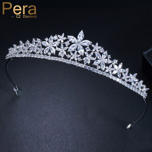 【送料無料】 ティアラ 花 フラワー ジルコニア ブライダル クラウン ピック レディース 女性 贅沢 クラスター 星 AAA キュービック ジルコン ミルコ パヴェ 王冠 形 シェープ ヘアー アクセサ