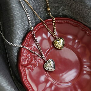 【送料無料】 ネックレス ステンレス ビンテージ ゴールド ハート チタン 昆虫 K レディース 女性 蜂 ハチ ビー ペンダント スチール 18 プレート ファッション ガール ギフト 洗える