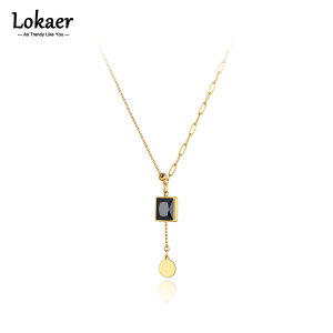 【送料無料】 チャーム ペンダント ネックレス 黒 ブラック クリスタル ステンレス チェーン チタン レディース スチール CZ