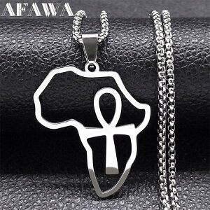 【送料無料】 ネックレス ステンレス エジプト アフリカ シルバー クロス 十字架 鍵 レディース 女性 メンズ 男性 地図 マップ アンク キー ライフ スチール カラー ジュエリー