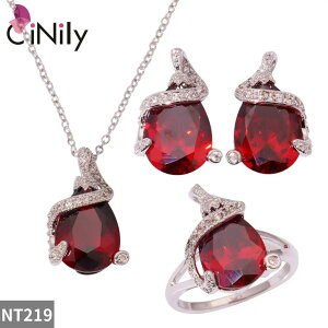 【送料無料】 ペンダント ピアス 指輪 リング ネックレス ジルコニア ガーネット 青 ブルー シルバー ピック レディース ジルコン キュービック プレート ジュエリー セット