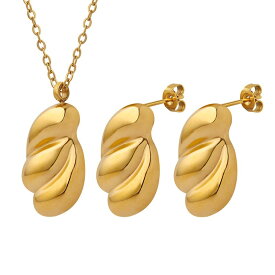 【クーポン利用で2760円】 ペンダント ピアス ネックレス ゴールド レディース 女性 クリエイティブ 糸 ジュエリー セット デザイン プレート パーティ パーソナリティ アクセサリー 結婚式 ウェディング