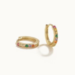 【送料無料】 ピアス ジルコニア クリスタル シルバー サークル フープ リング レディース 女性 925 スター 星リング カラー ジルコン セット スタンニング 小さい スモール ハギー ジュエリ