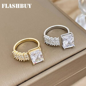 【送料無料】 指輪 リング ジルコニア ゴールド コッパー スクエア カッパー 銅 レディース 女性 シック 豪華 象眼細工 ジルコン 四角 オープン 新しい 調整可能 リアル プレート 指 フィンガ