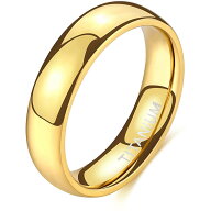 【クーポン利用で4350円】 指輪 リング ゴールド チタン メンズ 男性 6mm 14K プレート ドーム ハイ ポリ…