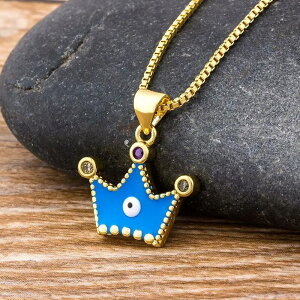 【送料無料】 ペンダント ネックレス ジルコニア コッパー カッパー 銅 クラウン 王冠 トルコ レディース 女性 悪 エビル 目 アイズ かわいい ステートメント ジュエリー ガール 誕生日 パー