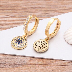 【送料無料】 ピアス ジルコニア 青 ブルー ラウンド ドロップ トルコ ピック フープ レディース 女性 デザイン 悪 エビル 目 アイズ デイリー マイクロインレイド キュービック クリスマス