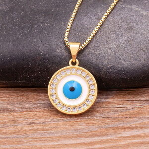 【送料無料】 ペンダント ネックレス 青 ブルー トルコ レディース 女性 トレンド ラッキー 鍵 悪 エビル 目 アイズ 黒 ブラック 赤 レッド カラー ガール ファッション パーティ 結婚式 ウェ