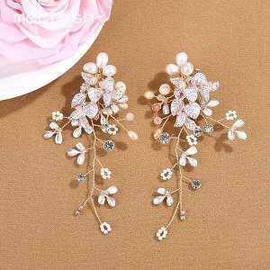 【送料無料】 ピアス レディース 女性 ゴールド かわいい ハンドメイド おしゃれ 大人 パール 真珠 クリップ ローズ カラー 花 フラワー ブライダル 1601 薔薇