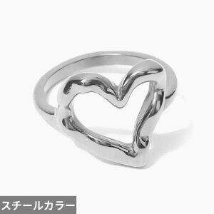 【送料無料】 指輪 リング ステンレス ゴールド ハート LOVE レディース 女性 スチール 18K 金 プレート Love 結婚式 ウェディング ステートメント ジュエリー アクセサリー