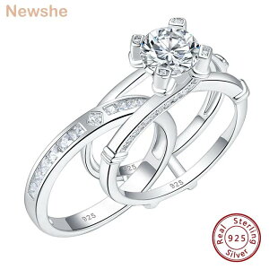 【送料無料】 指輪 リング ジルコニア シルバー ラウンド ピック ビーズ レディース 女性 2 ピース ソリッド 925 スター 星リング ノベルティ ソリティア カット 結婚式 ウェディング 婚約 セ