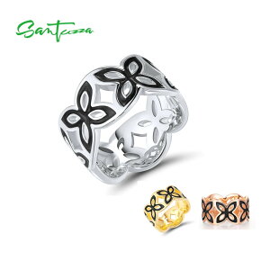 【送料無料】 指輪 リング 花 フラワー ブラック レディース エレガント グラマラス 黒 エナメル 透かし トレンド ファッション ジュエリー