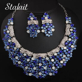 【クーポン利用で8860円】 ピアス ネックレス ラインストーン シルバー レディース クリスマス 結婚式 ウェディング ジュエリー セット カラー アロイ ビジュー ドレス アクセサリー