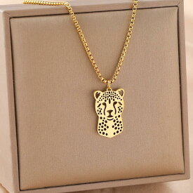 【クーポン利用で4300円】 チョーカー ペンダント ネックレス 動物 アニマル ステンレス チーター チェーン レディース メンズ スチール ヒップ ホップ ファッション セーター ジュエリー パーティ ギフト