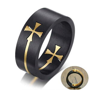 【送料無料】 指輪 メンズ 男性 リング 黒 ブラック クロス 十字架 ステンレス おしゃれ 大人 ウェディングバンド 結婚式 デザイン 祈り ユニーク 14号 16号 18号 20号 23号 25号