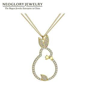 【送料無料】 ペンダント ネックレス ラインストーン ロング チェーン レディース 女性 大人 白 ホワイト チェコ かわいい ウサギ チェーンネックレス マザー ガールズ ギフト ファッション