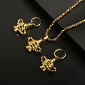 【送料無料】 ペンダント ピアス ネックレス ステンレス レディース ラブ ハイ 品質 セット 絶妙 水 ボトル スチール エレガント ファッション ジュエリー