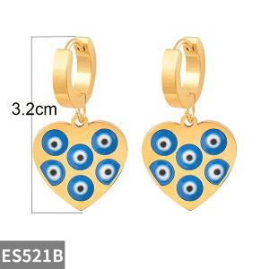 【送料無料】 ペンダント ピアス ステンレス 青 ブルー ゴールド ハート フープ レディース スチール エナメル 悪 エビル 目 アイズ カラー ファッション ジュエリー