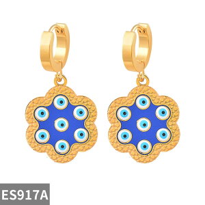 【送料無料】 ピアス ステンレス 青 ブルー ゴールド フープ レディース スチール 悪 エビル 目 アイズ カラー ファッション ジュエリー アクセサリー パーティ ギフト