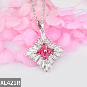 【送料無料】 チョーカー ペンダント 指輪 リング ネックレス 花 フラワー クリスタル 赤 レッド 青 ブルー スクエア チェーン レディース 贅沢 四角 リンク ネック