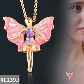 【クーポン利用で3670円】 チョーカー ペンダント 指輪 リング ネックレス 紫 パープル チェーン ピンク レディース チャーム エナメル 天使 リンク ネック