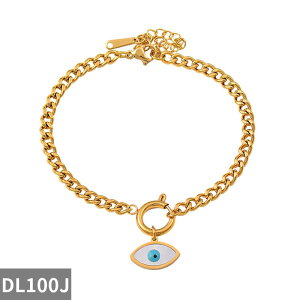 【送料無料】 ペンダント ブレスレット 白 ホワイト ステンレス 青 ブルー ゴールド チェーン シェル レディース スチール 貝殻 悪 エビル 目 アイズ カラー ハンド ファッション ジュエリー
