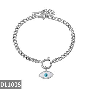 【送料無料】 ペンダント ブレスレット 白 ホワイト ステンレス 青 ブルー ゴールド チェーン シェル レディース スチール 貝殻 悪 エビル 目 アイズ カラー ハンド ファッション ジュエリー
