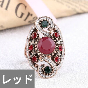 【送料無料】 指輪 リング 赤 レッド ゴールド トルコ レジン レディース ホット ファッション ジュエリー アンティーク カラー 結婚式 ウェディング ベスト フレンド ギフト