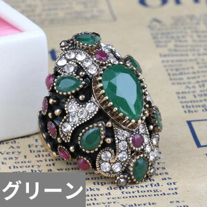 【送料無料】 指輪 リング クリスタル ビンテージ 赤 レッド ゴールド トルコ クロス レディース ユニーク 結婚式 ウェディング カラー アンティーク パーティ カクテル パンク ジュエリー