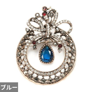 【送料無料】 ブローチ ビンテージ ブライダル ゴールド トルコ レディース BOHO 大 アンティーク カラー エスニック 結婚式 ウェディング ジュエリー アラブ カフタン ヒジャブ ピン