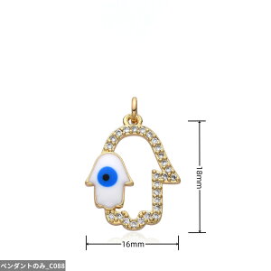 【送料無料】 チョーカー ペンダント ネックレス 青 ブルー ゴールド チェーン トルコ レディース カラー 悪 エビル 目 アイズ チャーム マイクロインレイド CZ 手のひら ハンド DIY ジュエリ