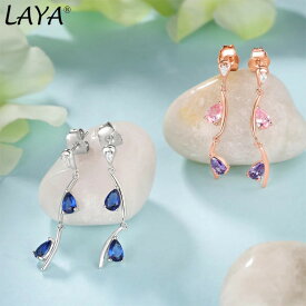 【送料無料】 ピアス クリスタル 青 ブルー シルバー キング リング ロング レディース 925 スターリング 合成 イレギュラー ハンギング オリジナル モダン ジュエリー トレンド 新しい