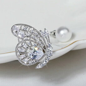 【送料無料】 ピアス 蝶 バタフライ インセクト ドロップ パール レトロ ロング 羽根 昆虫 翼 レディース 韓国 アシンメトリー イミテーション ウィング ボヘミアン ジュエリー ガール