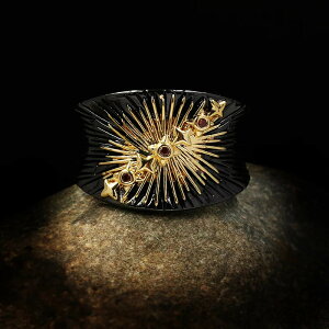 【送料無料】 指輪 リング 黒 ブラック 花 フラワー ゴールド シルバー プラント 植物 レディース メンズ 新しい ユニーク 太陽 エンボス 惑星 925 アテンド カクテル パーティ ジュエリー