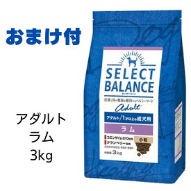 【賞味期限2025年2月28日以降】セレクトバランス　アダルト　ラム　小粒　3kg 【おまけ付き】